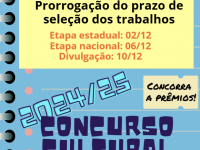 CONCURSO CULTURAL - Prorrogação de prazo das etapas de seleção dos trabalhos