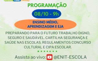 Primeiro Trabalho Digno, Seguro e Saudável será tema de live especial no dia 08 de outubro