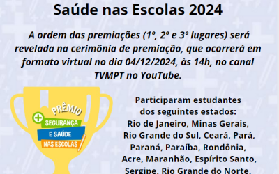 MPT divulga vencedores da etapa nacional do Prêmio Segurança e Saúde nas Escolas 2024